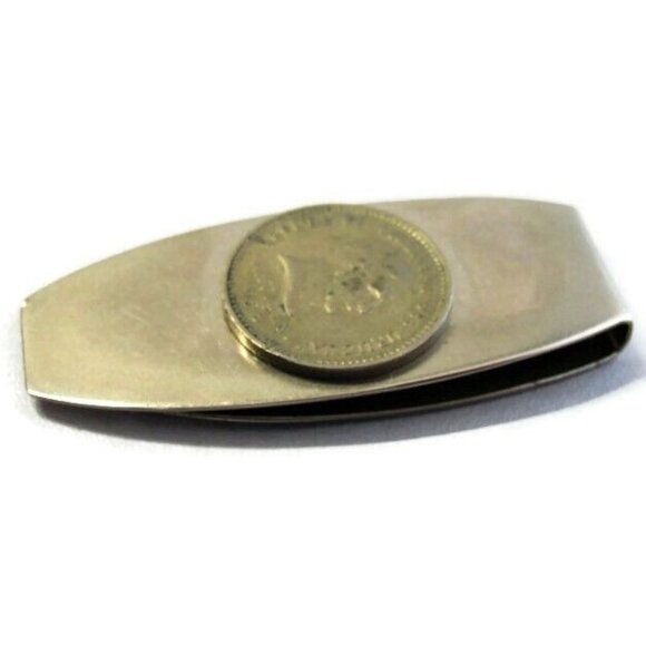 1953 Uruguay 10 Centesimos Money Clip Stainless Steel Wallet Cash Holder Silver - Picture 11 of 11